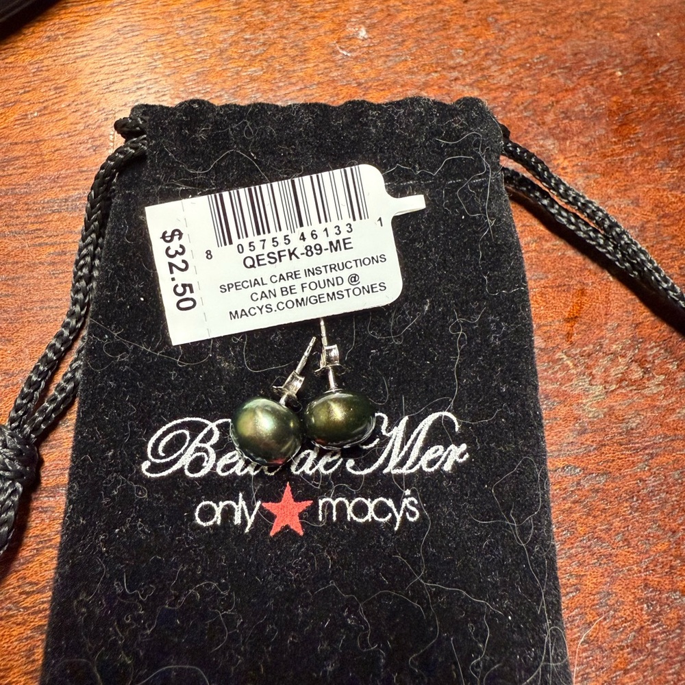 Black Pearl Earrings, 925 silver